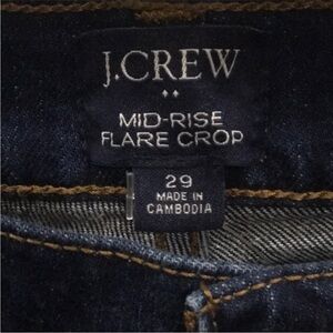 J. CREW Mid-Rise Flare Crop Size 29 Stretchy Button Fly Waist 16” Inseam 25”